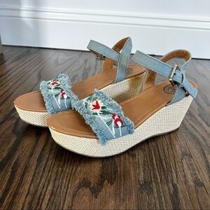 Authentic American Heritage Espadrilles Platform Wedges Sandals Shoes Size 7